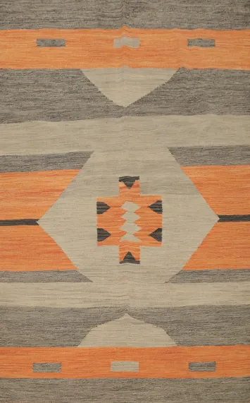 Vegetable Dye Geometric Kilim Flat Weave Rug 4x6
