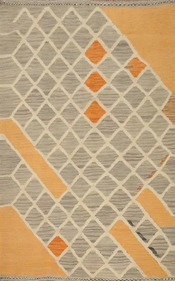 Vegetable Dye Geometric Kilim Flat Weave Rug 3x5