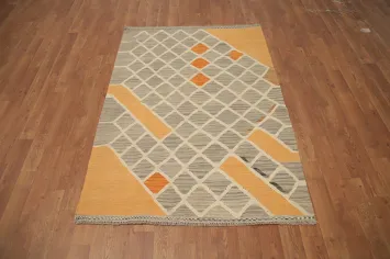 Vegetable Dye Geometric Kilim Flat Weave Rug 3x5