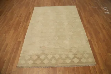 Vegetable Dye Geometric Kilim Flat Weave Rug 4x6