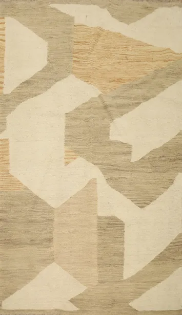 Vegetable Dye Geometric Kilim Flat Weave Rug 4x6
