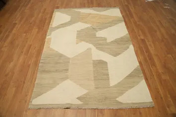 Vegetable Dye Geometric Kilim Flat Weave Rug 4x6