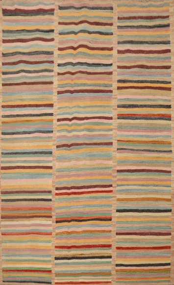 Vegetable Dye Geometric Kilim Flat Weave Rug 4x6