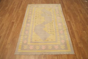 Vegetable Dye Geometric Kilim Flat Weave Rug 3x5