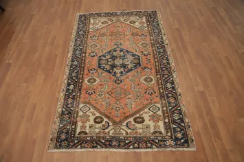 Orange Geometric Hamedan Persian Rug 4x6