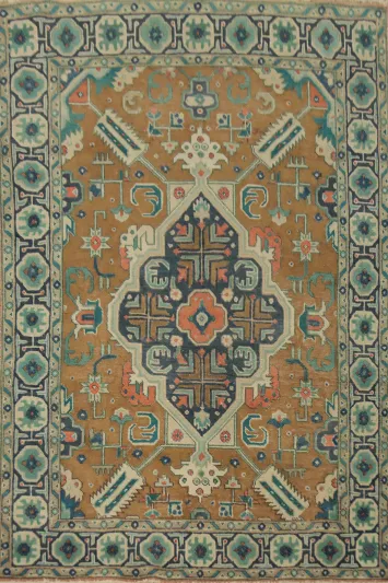 Geometric Wool Tabriz Persian Rug 4x6