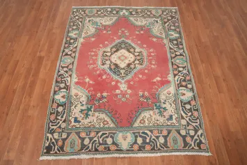 Traditional Pink Wool Tabriz Persian Rug 4x6