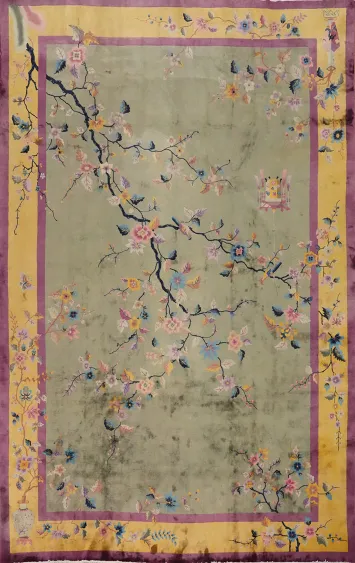 Antique Vegetable Dye Art Deco Chinese Large Rug 12x17