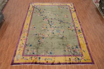 Antique Vegetable Dye Art Deco Chinese Large Rug 12x17