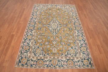 Traditional Wool Floral Kashan Persian Rug 4x6