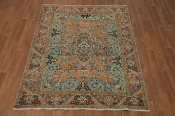 Handmade Wool Floral Tabriz Persian Rug 5x6