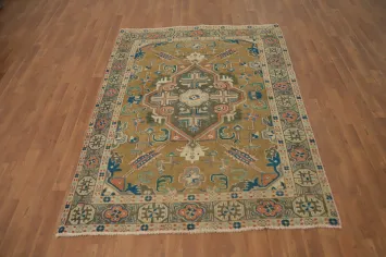 Vintage Geometric Tabriz Persian Rug 5x6