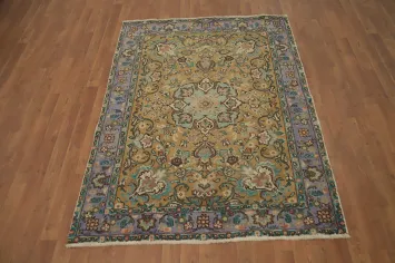 Vintage Wool Floral Tabriz Persian Rug 4x6