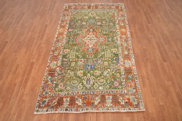 Green Geometric Tabriz Persian Area Rug 5x9