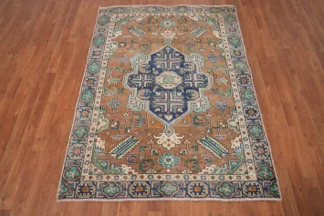 Vintage Geometric Tabriz Persian Rug 4x6