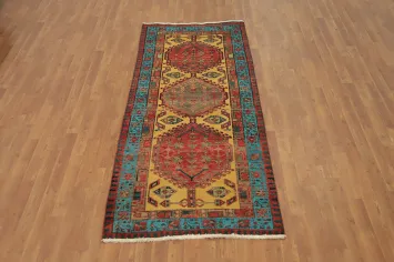 Vintage Geometric Ardebil Persian Runner Rug 3x7