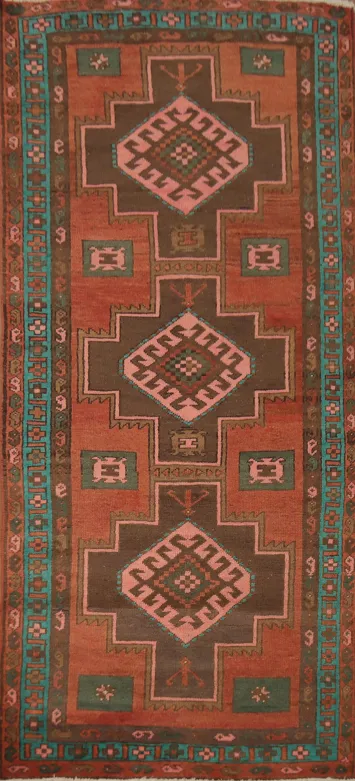 Geometric Ardebil Persian Runner Rug 4x9