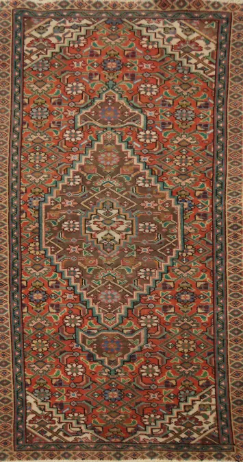 Geometric Wool Orange Tabriz Persian Rug 3x6