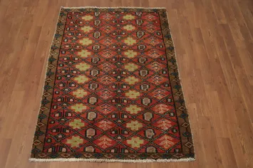 Vintage Geometric Ardebil Persian Rug 3x5