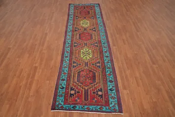 Vintage Geometric Ardebil Persian Runner Rug 3x11
