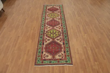 Vintage Geometric Ardebil Persian Runner Rug 3x10