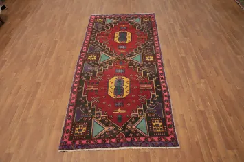 Vintage Geometric Ardebil Persian Runner Rug 4x9