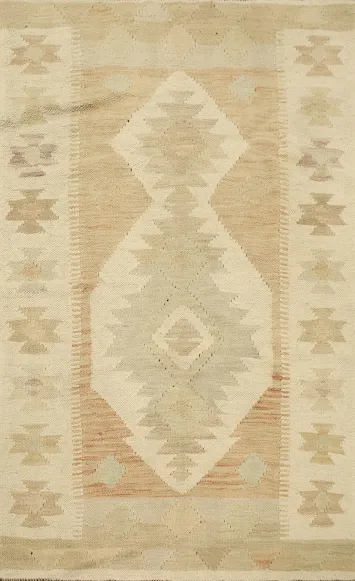 Vegetable Dye Tribal Wool Kilim Handwoven Rug 3x5
