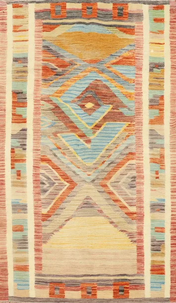 Vegetable Dye Tribal Wool Kilim Handwoven Rug 3x5