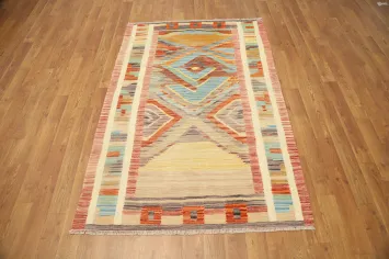 Vegetable Dye Tribal Wool Kilim Handwoven Rug 3x5