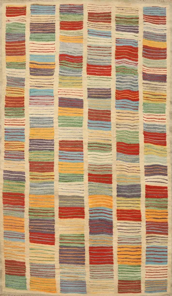 Vegetable Dye Striped Wool Kilim Handwoven Rug 3x5