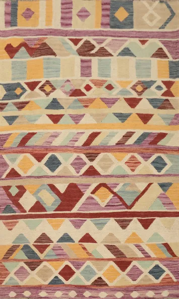 Vegetable Dye Wool Kilim Handwoven Rug 3x5
