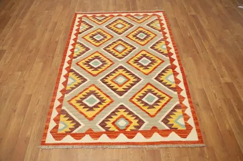 Vegetable Dye Tribal Wool Kilim Handwoven Rug 3x5