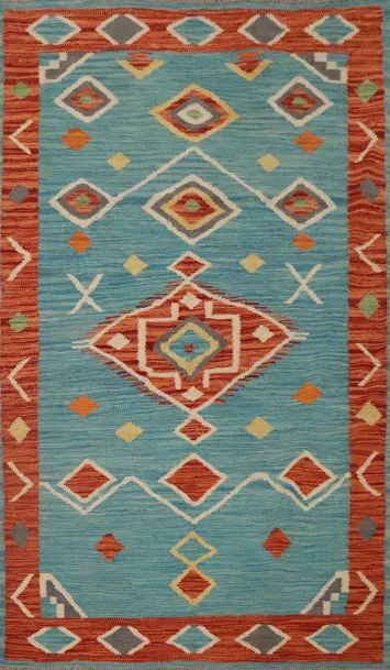 Vegetable Dye Tribal Wool Kilim Handwoven Rug 3x5