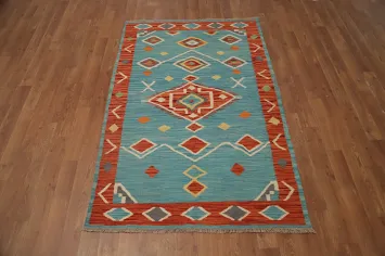 Vegetable Dye Tribal Wool Kilim Handwoven Rug 3x5