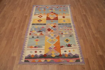 Vegetable Dye Tribal Wool Kilim Handwoven Rug 3x5