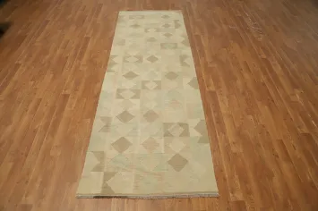 Vegetable Dye Kilim Geometric Runner Rug 3x9