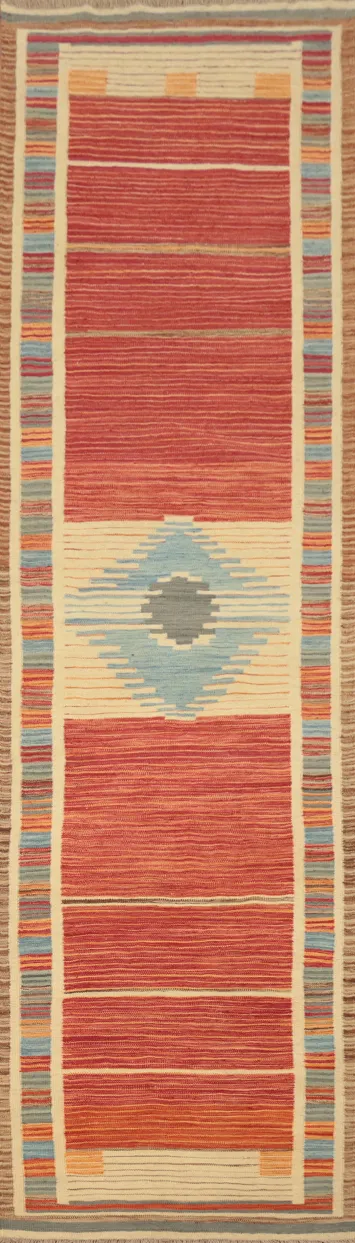 Vegetable Dye Kilim Handwoven Runner Rug 3x12
