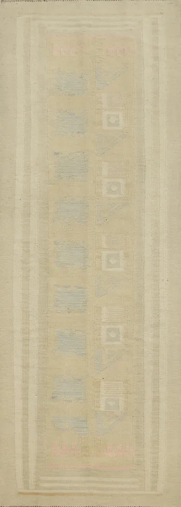 Vegetable Dye Wool Kilim Flat Weave Runner Rug 3x10