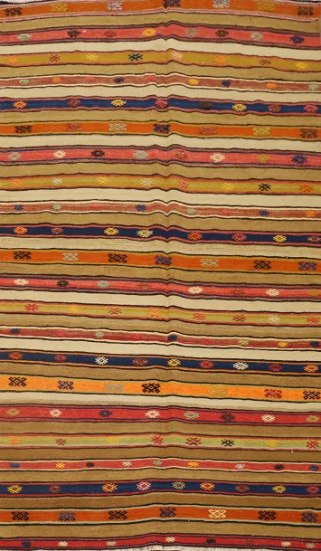 Multicolor Striped Kilim Area Rug 5x8 Adds Warmth to Any Space