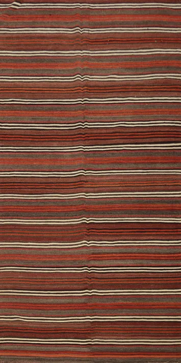 Elegant Wool Stripes Kilim Area Rug 5x10 for a Sophisticated Living Space