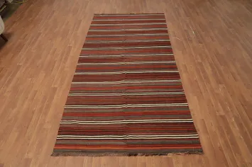 Elegant Wool Stripes Kilim Area Rug 5x10 for a Sophisticated Living Space