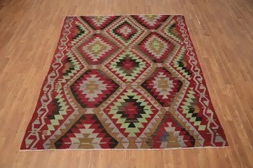Geometric Kilim Vegetable Dye Area Rug 6x8