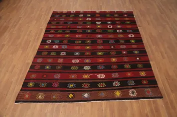 Vegetable Dye Kilim Turkish Area Rug 7x8