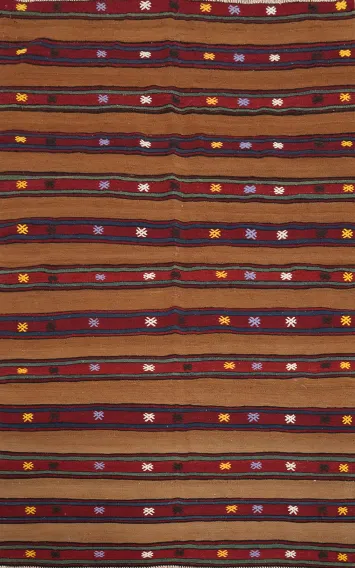 Vegetable Dye Geometric Kilim Turkish Rug 5x7