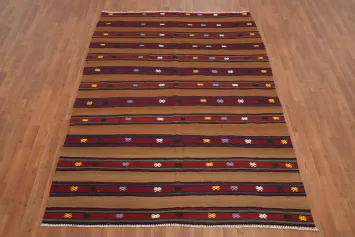 Vegetable Dye Geometric Kilim Turkish Rug 5x7