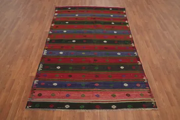 Striped Wool Kilim Vegetable Dye Area Rug 5x8