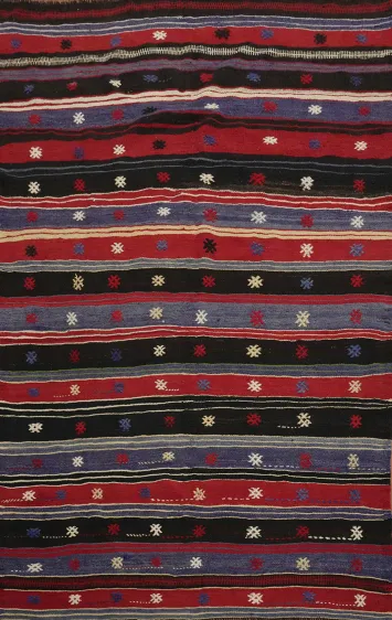 Striped Wool Kilim Vegetable Dye Rug 5x7