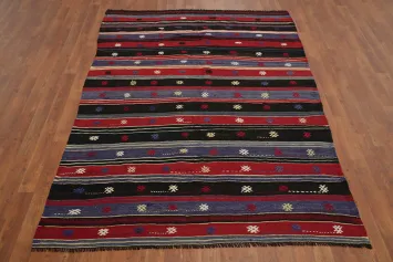 Striped Wool Kilim Vegetable Dye Rug 5x7