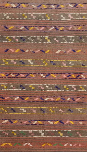 Geometric Kilim Vegetable Dye Area Rug 5x9