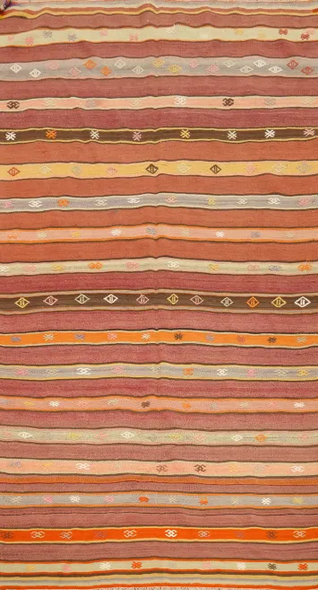 Vegetable Dye Kilim Area Rug 5x8 with Intricate Patterns